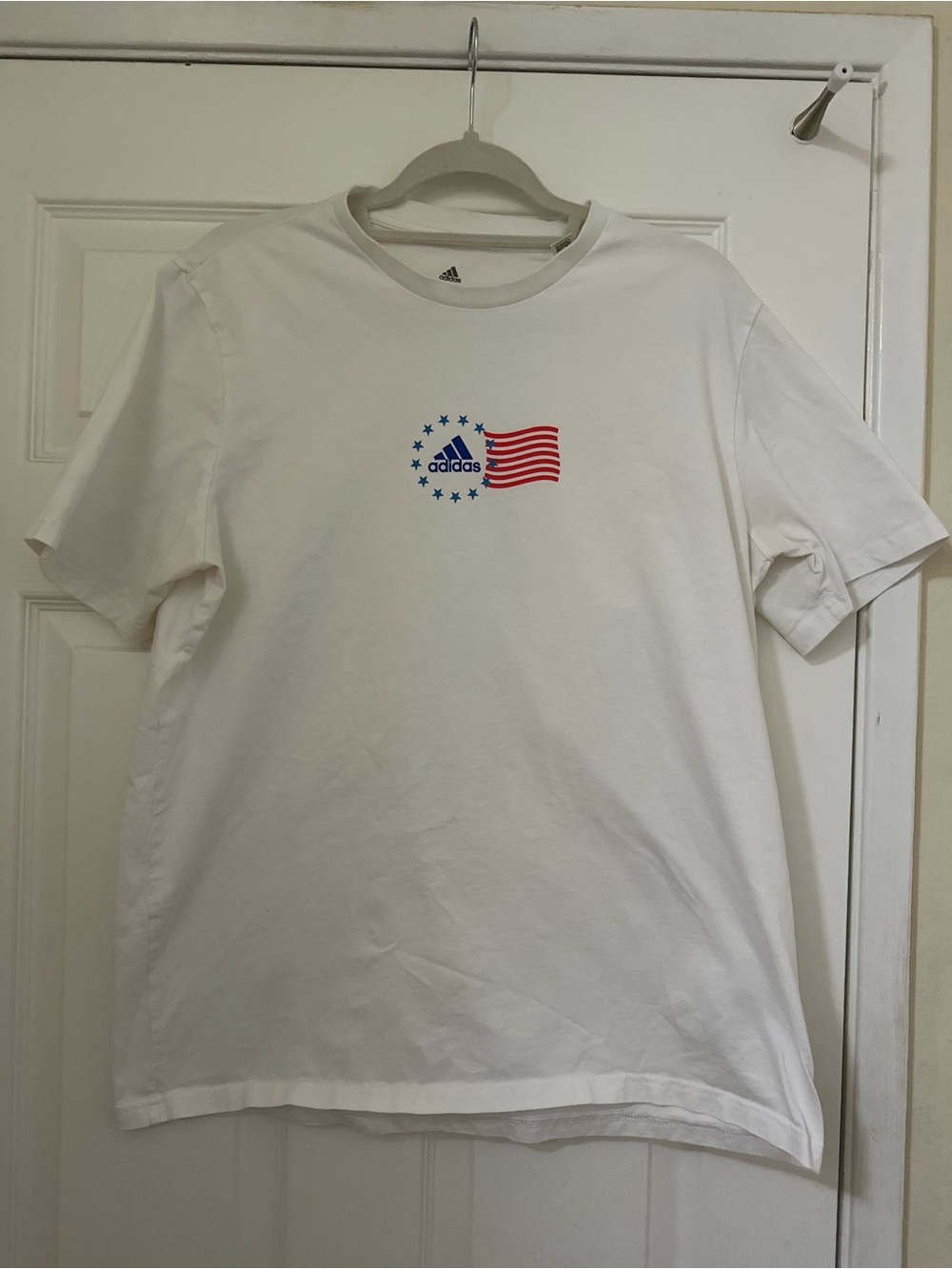 adidas Men's Americana Flag Circle Graphic T-Shirt White Size Large GUC